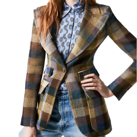 Smythe NWT Birkin Blazer in Peri Lumberjack Check - Picture 4 of 6